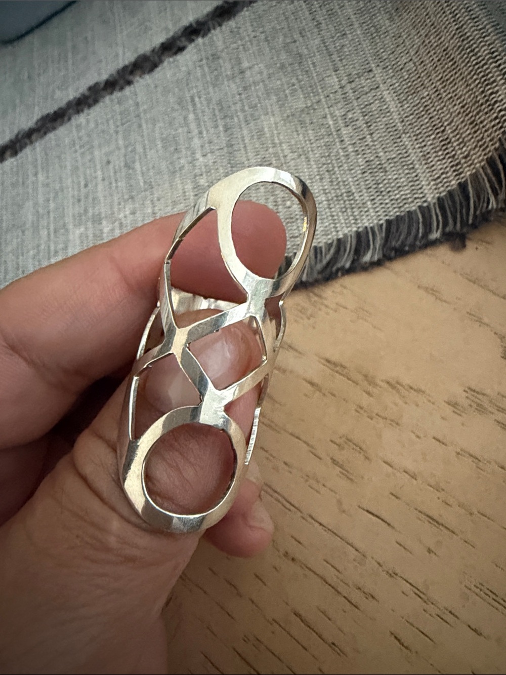 Silver Openwork Long Knuckle Ring - Silver Tone Women Jewelry